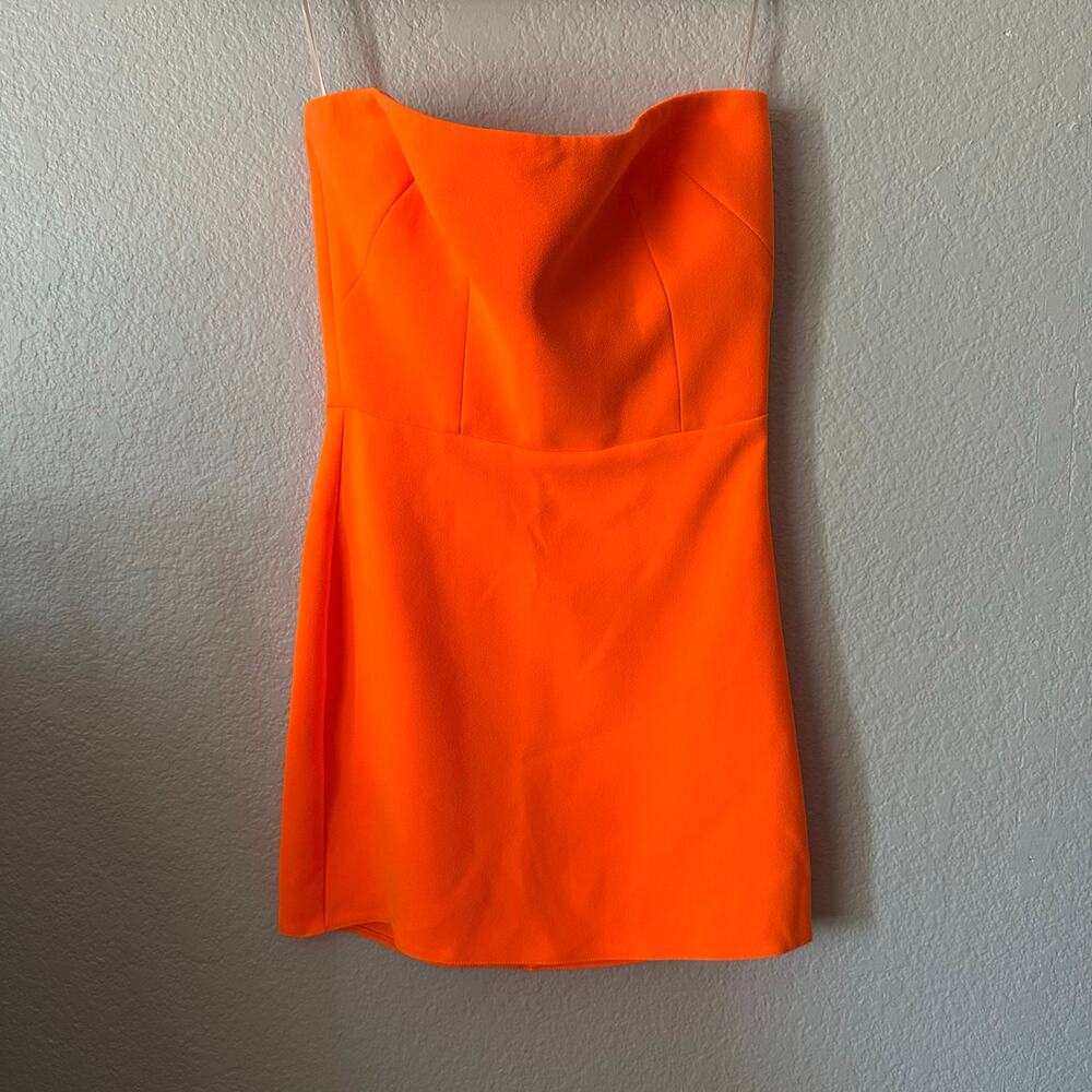 Alex Perry Neon Orange Strapless Mini Dress - Picture 7 of 8
